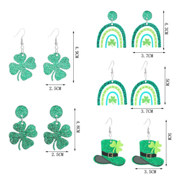 st patrick green color acrylic earrings