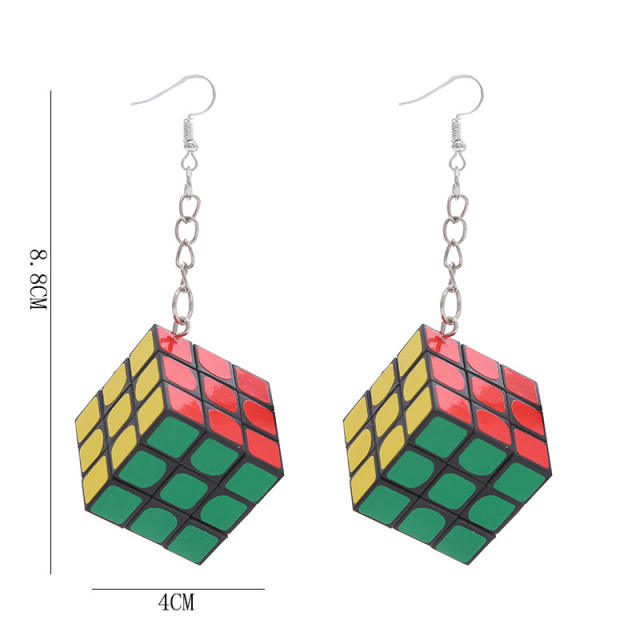 Creative funny magic cube necklace earring set