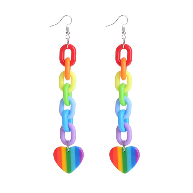 Y2K rainbow color arcylic heart earrings