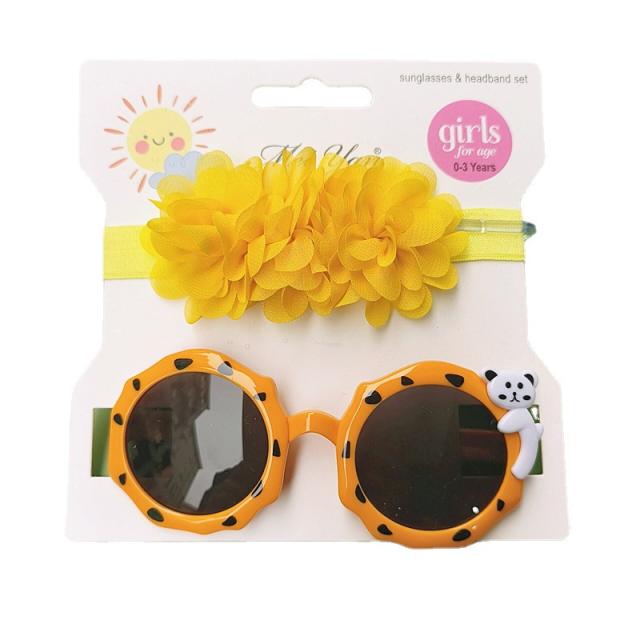 Personality sweet bow headband kids sunglasses set