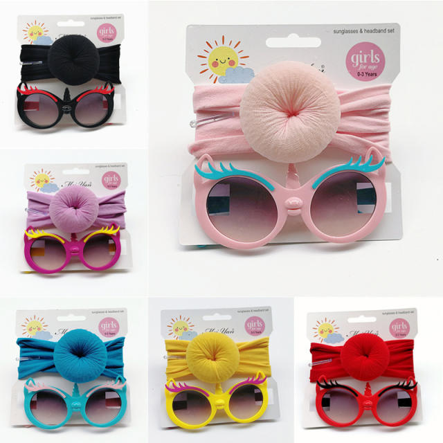 Sweet bun headband kids sunglasses set