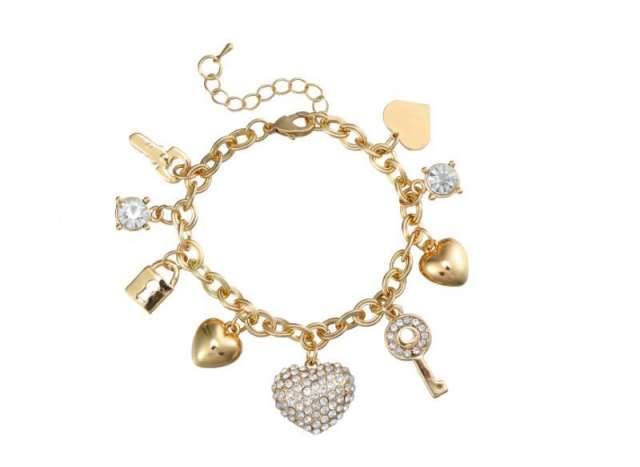 Hot sale heart key charm bracelet