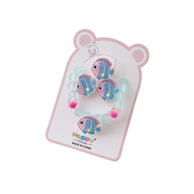 New design sweet cartoon bead necklace earring set for kids