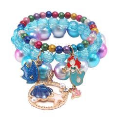 Ocean trend blue color acrylic bead kids bracelet