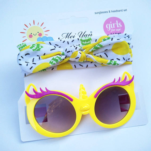Summer design cute bunny headband kids sunglasses set