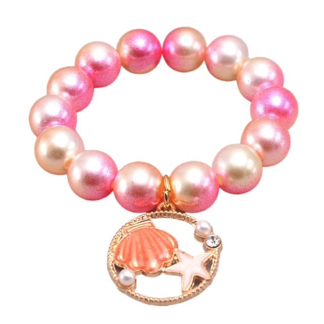 Sweet pink color acrylic bead ocean trend kids bracelet