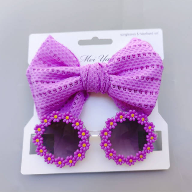 Sweet daisy flower kids sunglasses bow headband set