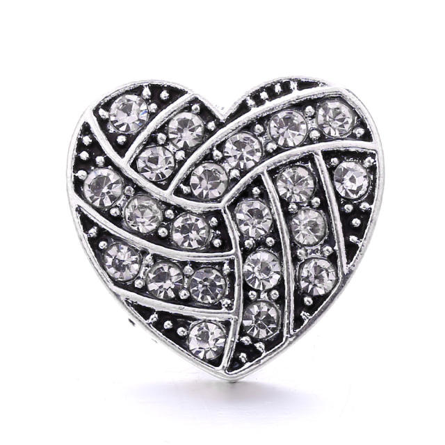 18mm colorful rhinestone heart snap jewelry