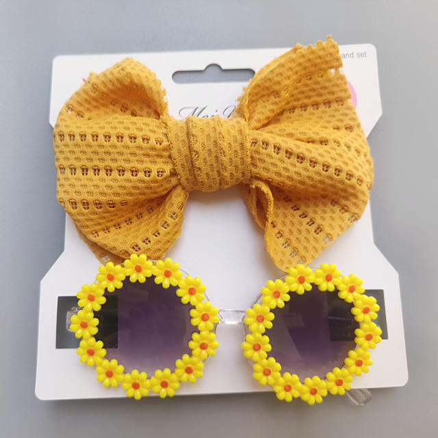 Sweet daisy flower kids sunglasses bow headband set