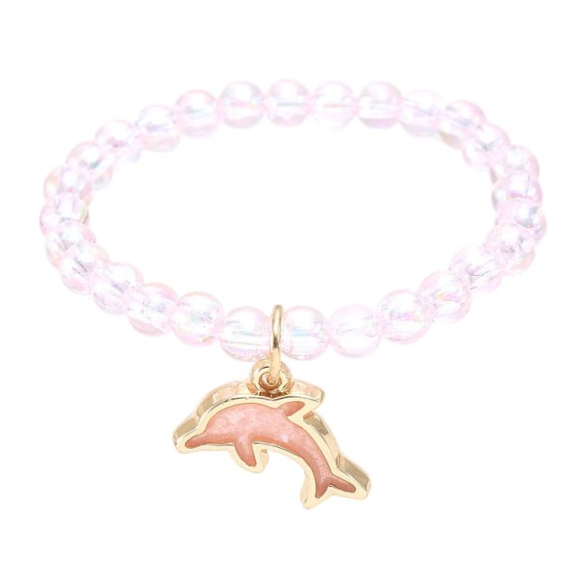 Sweet pink color acrylic bead ocean trend kids bracelet