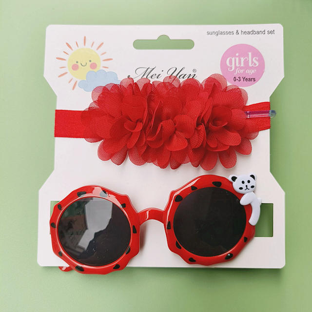 Personality sweet bow headband kids sunglasses set