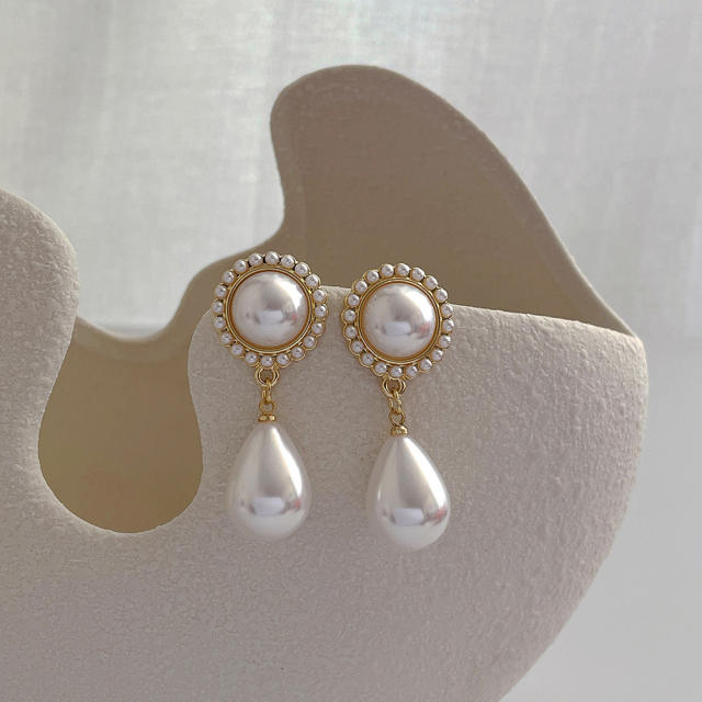 925 needle pearl drop earrings