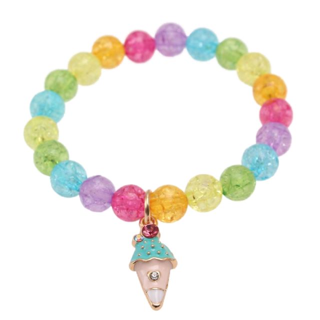 Rainbow unicorn charm acrylic bead kids bracelet