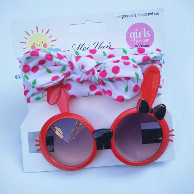 Summer design cute bunny headband kids sunglasses set