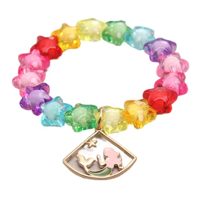 Pink color enamel unicorn charm kids bracelet