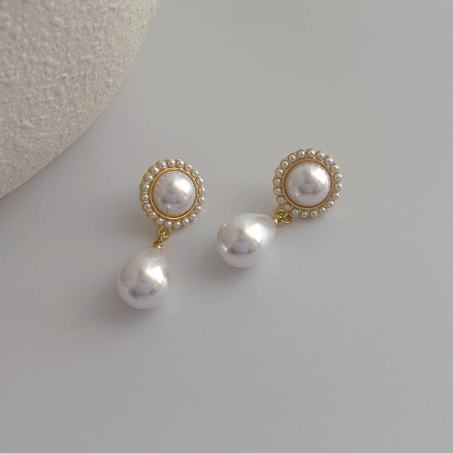 925 needle pearl drop earrings