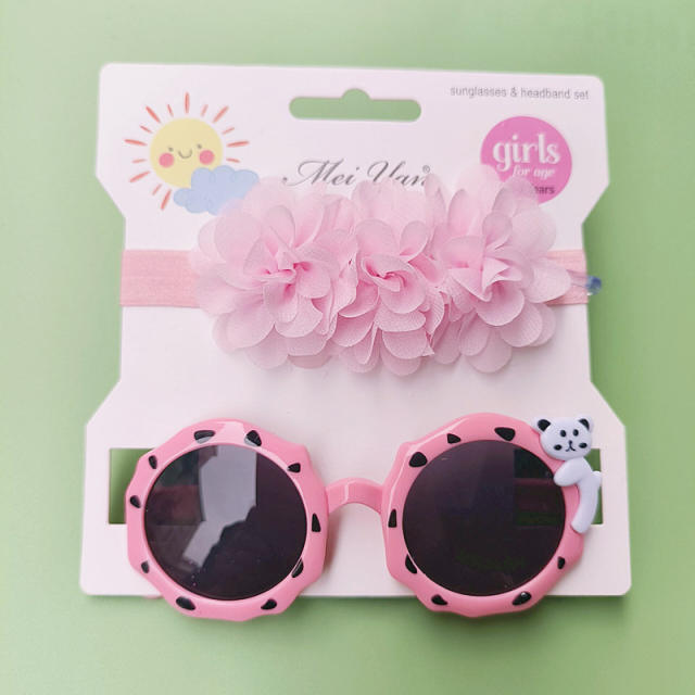 Personality sweet bow headband kids sunglasses set