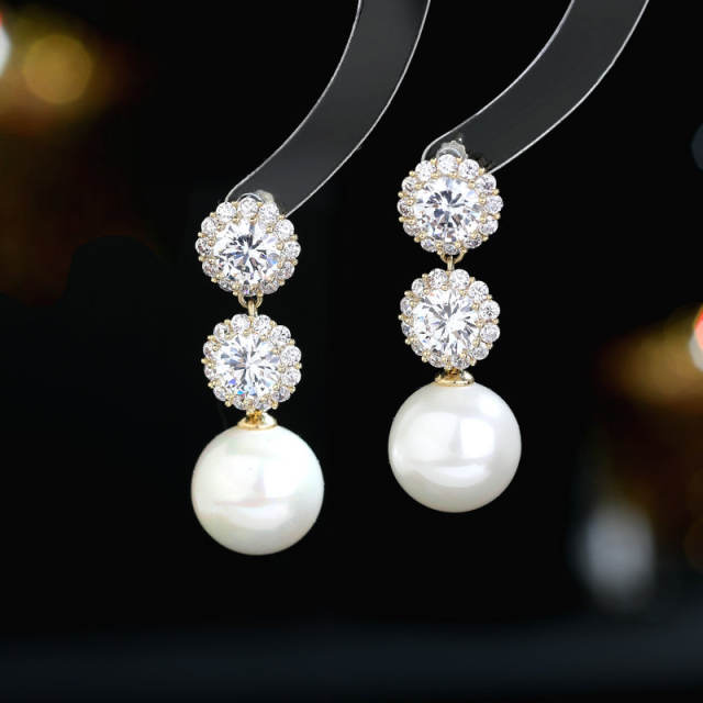 925 needle eleagnt pearl earrings