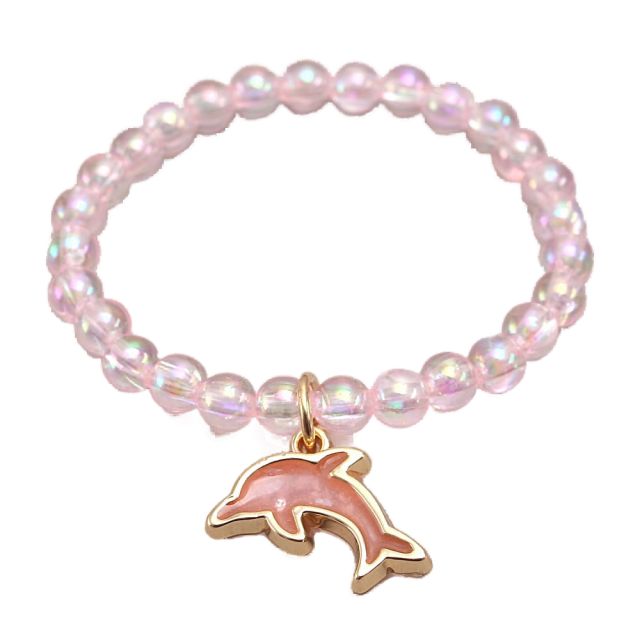 Sweet pink color acrylic bead ocean trend kids bracelet