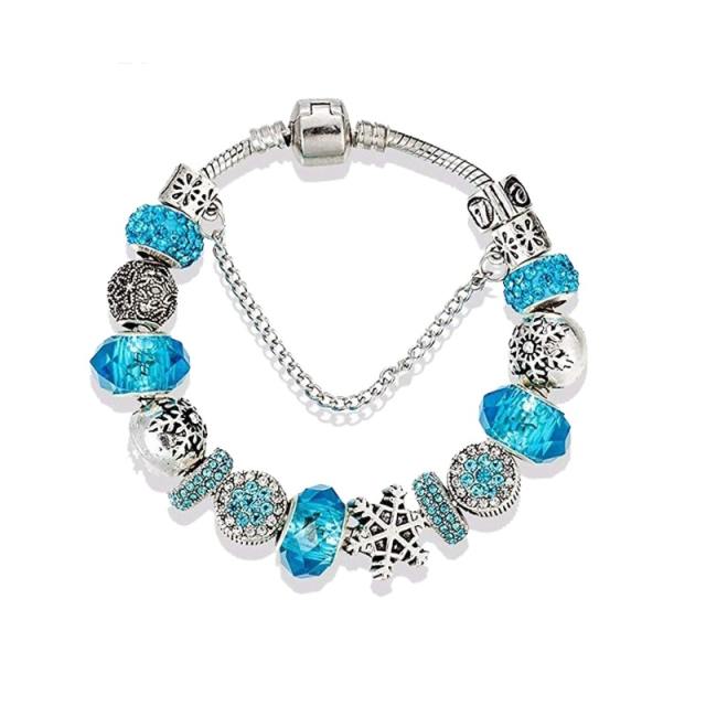 Classic light blue bead diy charm bracelet