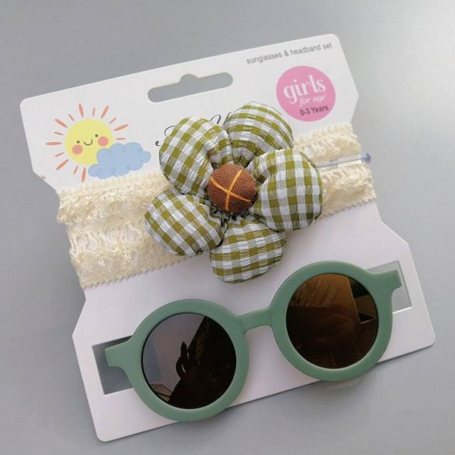 Summer design flower headband kids sunglasses set