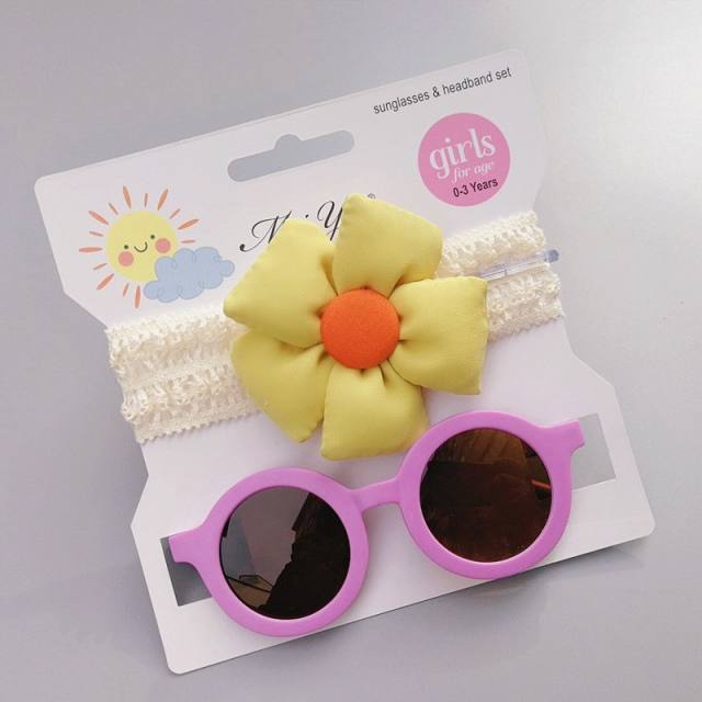 Summer design flower headband kids sunglasses set