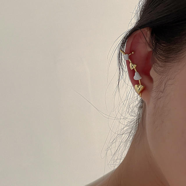 925 needle enamel heart clip on earrings
