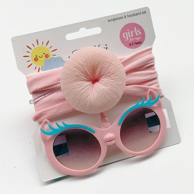 Sweet bun headband kids sunglasses set