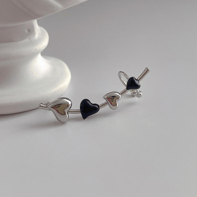 925 needle enamel heart clip on earrings