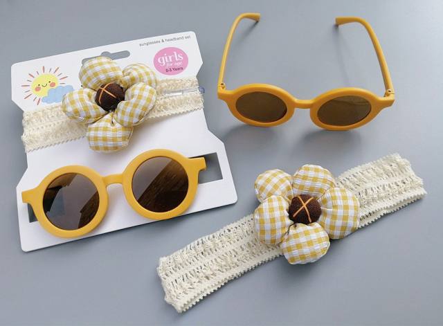 Summer design flower headband kids sunglasses set