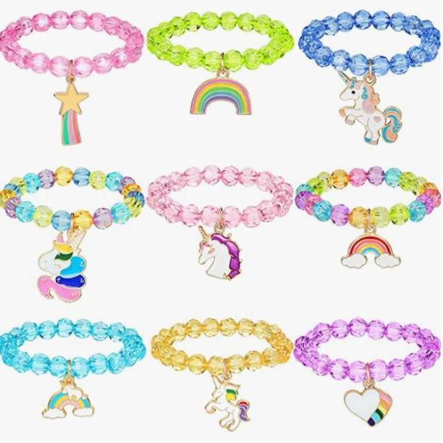 9pcs enamel charm acrylic bead kids bracelet set