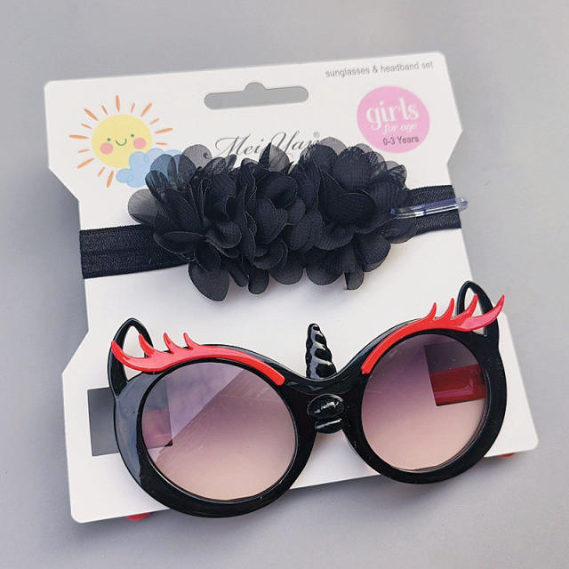 Summer design kids sunglasses headband set