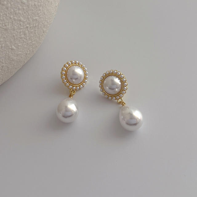 925 needle pearl drop earrings
