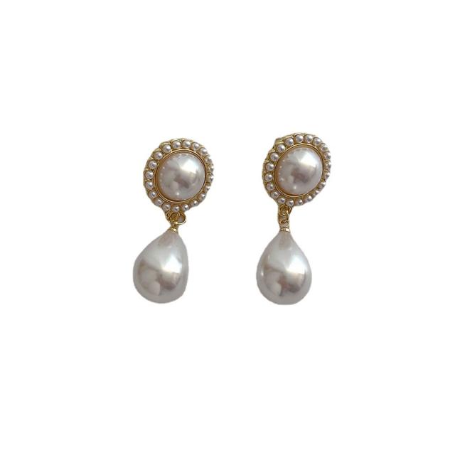 925 needle pearl drop earrings
