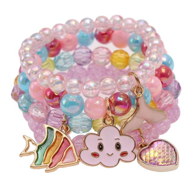 Rainbow unicorn charm acrylic bead kids bracelet