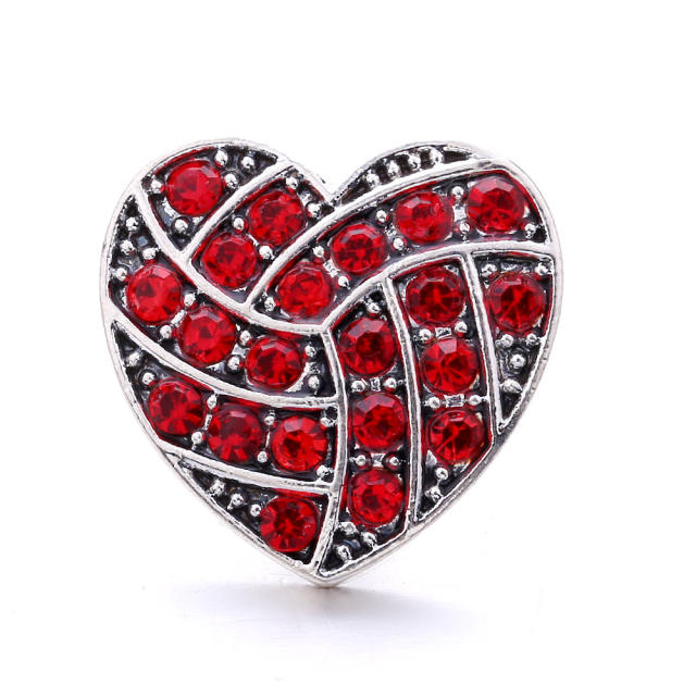 18mm colorful rhinestone heart snap jewelry