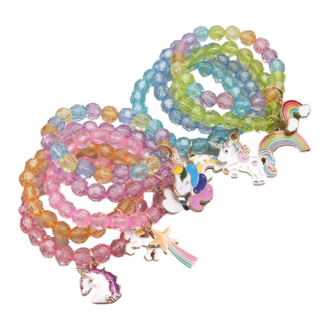 9pcs enamel charm acrylic bead kids bracelet set