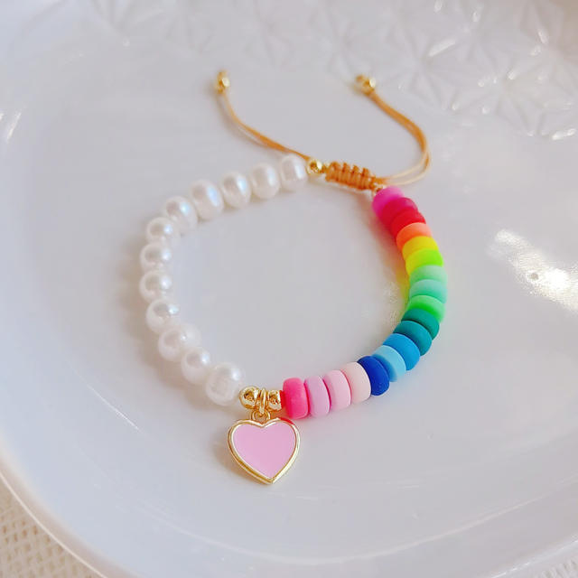 INS trend Y2K color clay bead pearl bracelet