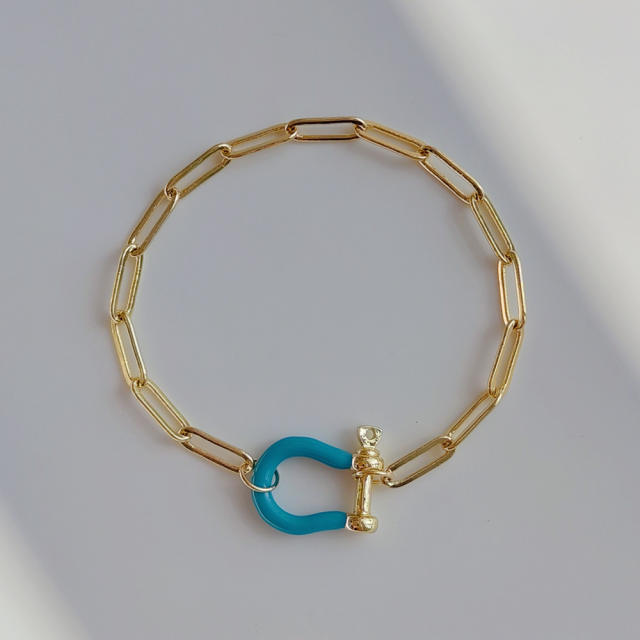 INS trend Y2K enamel horse buckle copper chain bracelet