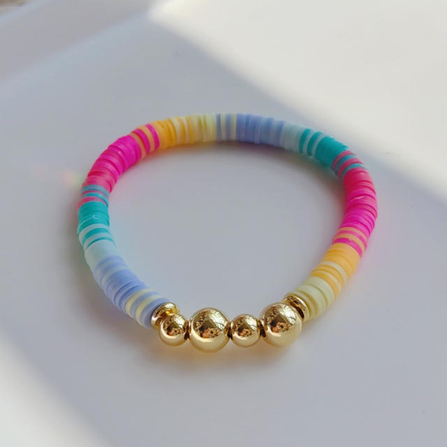 Y2K boho color clay bead copper bead bracelet