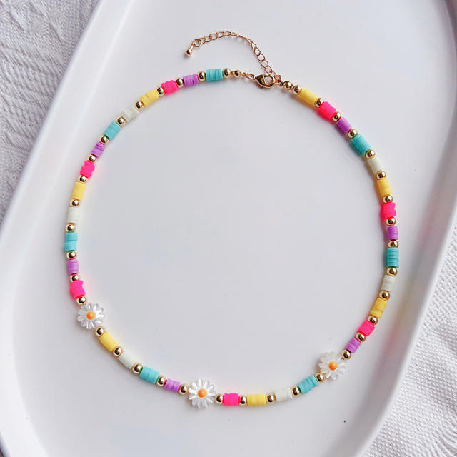 Boho Y2K color clay bead choker necklace