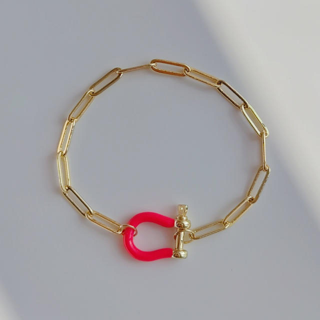 INS trend Y2K enamel horse buckle copper chain bracelet