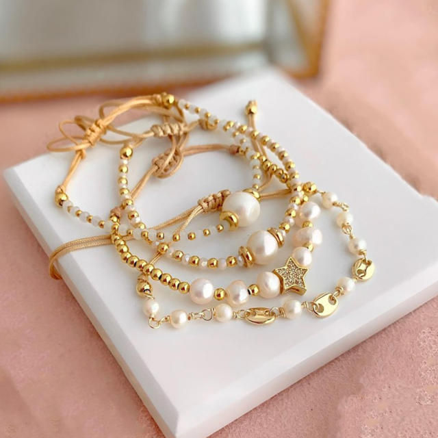 INS handmade miyuku bead pearl bracelet