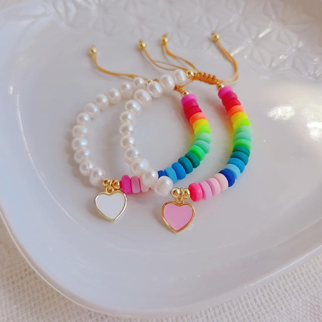 INS trend Y2K color clay bead pearl bracelet