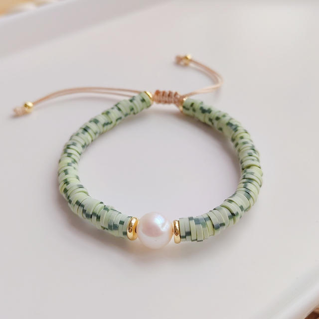 INS trend boho colorful clay bead pearl bracelet