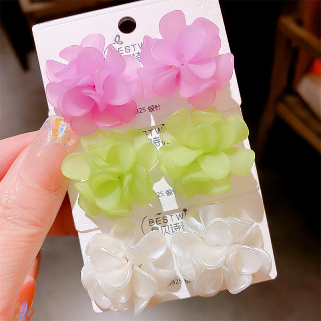 Spring summer colorful flower studs earrings