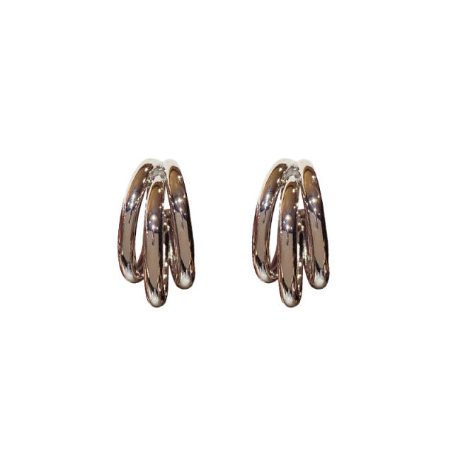 Korean fashion easy match metal hoop earrings