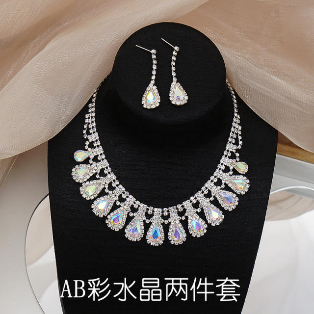 Luxury color glass crystal necklace set