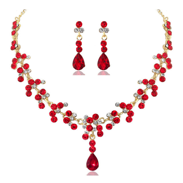 Easy match color glass crystal necklace set