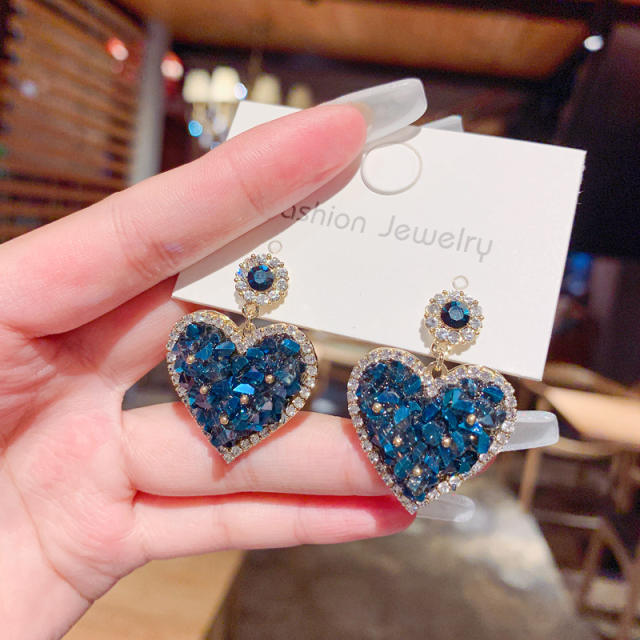 Delicaate blue color cubic zircon heart earrings